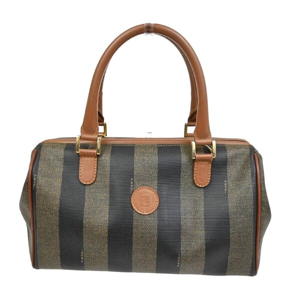 Fendi Handbags - FENDI Logo Pequin Mini Hand Bag PVC Leather Brown GHW Made in Italy 34RF807